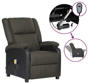 vidaXL Poltrona de massagens elétrica couro art./tecido cinza-escuro