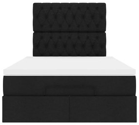 Estrutura de cama otomana com colchão preto 120x190 cm tecido