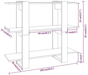 Estante/divisória 100x30x87 cm branco brilhante