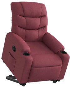 Poltrona reclinável elevatória elétrica tecido vermelho-tinto