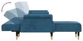 Sofá-cama em forma de L 271x140x70 cm veludo azul