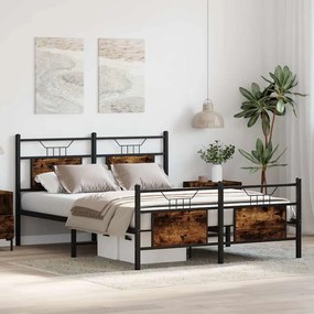 Estrutura de cama s/ colchão derivados madeira carvalho fumado