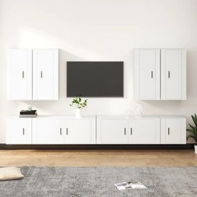vidaXL Conjunto móveis de TV 8 pcs madeira processada branco