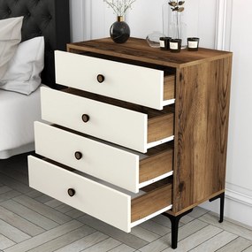 Cômoda Lizbon500 – Nogueira/Creme – 76x90,7x40 cm