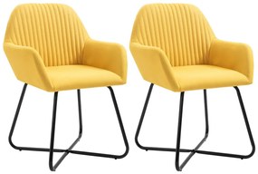 vidaXL Cadeiras de jantar 2 pcs tecido amarelo