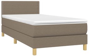 Cama box spring + colchão/LED 80x200cm tecido cinza-acastanhado