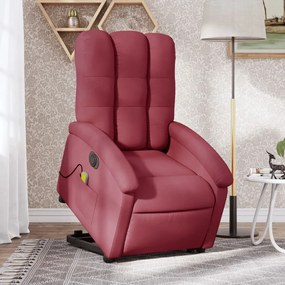 Poltrona elevatória de massagens elétrica tecido vermelho tinto