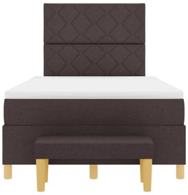 Cama Box Spring com Colchão e Banco Marrom Escuro 120x200 cm Tecido
