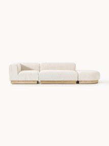 Módulo com chaise longue em teddy-bouclé Natalie, com repousa pés
