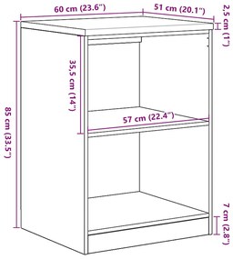 Armário de arrumação de garagem madeira velha 60x51x85 cm