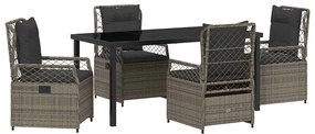 Conjunto de Jantar de Jardim 5 Peças em Rattan Sintético Cinza