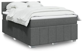vidaXL Cama com molas/colchão 140x200 cm tecido cinzento-escuro