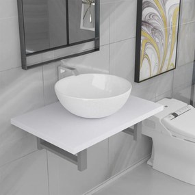 vidaXL Conjunto de móveis de casa banho 2 peças cerâmica branco