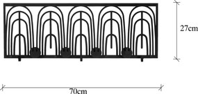 Gancho de Parede em Metal Dönence WSH-013 – Preto – 70 x 3 x 27 cm