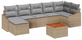 Conjunto de Sofás de Jardim 8 pcs Bege, cinza claro