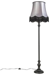 Candeeiro de pé preto com cúpula avó preto com cinzento - Classico Clássico / Antigo