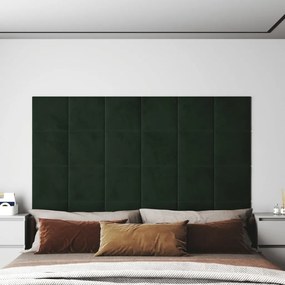 343809 vidaXL Painel de parede 12 pcs 30x30 cm veludo 1,08 m² verde-escuro