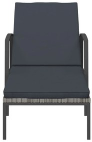 Espreguiçadeiras com mesa 2 pcs vime PE cinzento