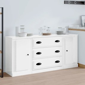 vidaXL Aparadores 3 pcs derivados de madeira branco brilhante