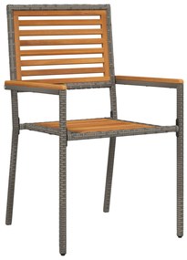 Conjunto de Jantar vidaXL 5 Peças Cinza Rattan Poliéster Acácia