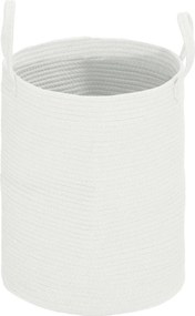 Cesto de roupa suja de 36 L, cesto de roupa suja em algodão com alças dobráveis, 38 x 45 cm, branco creme