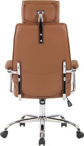 Cadeira de escritório Rako Couro Genuíno Castanho Claro