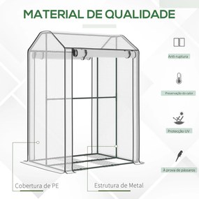 Estufa de Jardim Estufa com Porta Enrolável 8 Orifícios de Ventilação