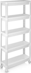 Carrinho de 5 prateleiras, estreito, com rodas suaves 54 x 18,5 x 124 cm em PP Organizador multifuncional para casa de banho, cozinha e lavandaria Bra