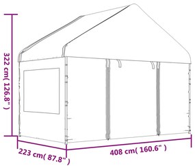 Tenda de Eventos com telhado 20,07x4,08x3,22 m polietileno branco