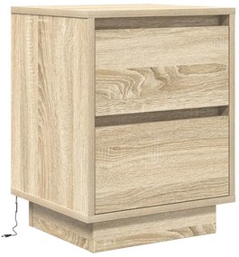 Mesas cabeceira c/ luzes LED 2 pcs 38x34x50cm carvalho sonoma