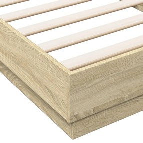 Estrutura de cama c/ luzes LED 100x200 cm carvalho sonoma