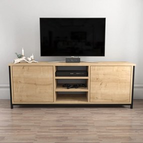 Móvel TV Otis – Carvalho e Preto – 140 cm x 35,3 cm x 50,8 cm