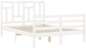 Estrutura de cama com cabeceira 140x190cm madeira maciça branco