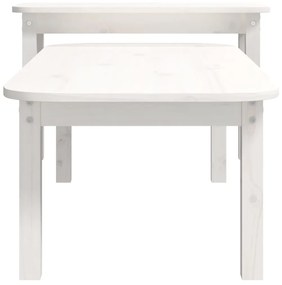 2 pcs conjunto de mesas de centro pinho maciço branco