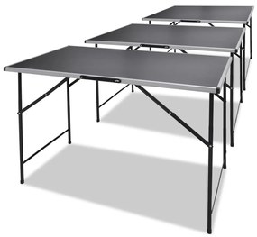140735 vidaXL Mesas de campismo/trabalho 3 pcs dobráveis