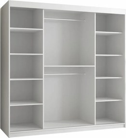 Roupeiro Elblaru 126, Branco, 200x180x62cm, 149 kg, Portas para roupeiro: Deslizante, Número de prateleiras: 9, Número de prateleiras: 9