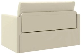 Sofá-camas 2-em-1 Creme 124x71x78 cm Couro Sintético