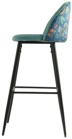 Conjunto 4 Bancos bar CARNAVAL SKY BLUE, metal, tecido veludo azul com carnaval