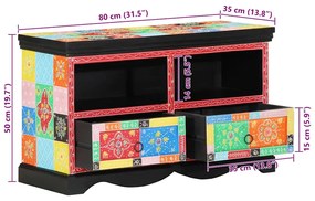 Armário de TV vidaXL Multicolorido 80x35x50 cm em Madeira Sólida de Ma