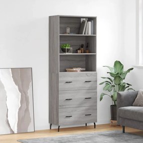 vidaXL Armário alto 69,5x34x180 cm derivados de madeira sonoma cinza