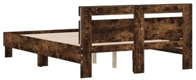 Estrutura cama c/ cabeceira/luzes LED 120x190cm carvalho fumado