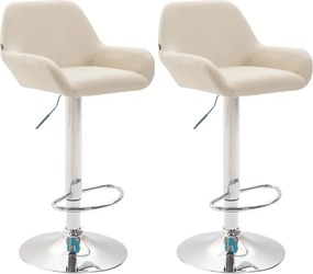 Conjunto de 2 bancos de bar Braga em couro sintético cromado creme