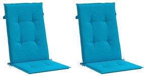 Almofadões para cadeiras altas de jardim 2 pcs tecido azul