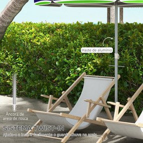 Chapéu de Sol de Praia Ø178x205 cm Chapéu de Sol para Terraço com Incl