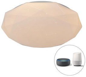 Candeeiro de tecto branco 51cm Smart-LED dimmer - EMMA Moderno