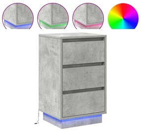 Armário de Canto com LED Cinza Concreto 39x34,5x65 cm Madeira Engenhei