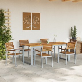 Conjunto de Jantar de Jardim de 7 Peças em Madeira Sólida de Acácia e