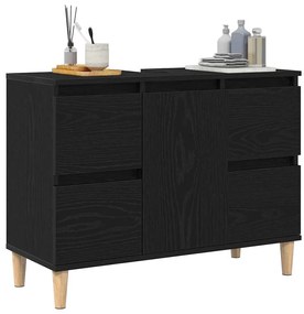 Gabinete de Pia vidaXL Preto Carvalho 80x33x60 cm Madeira de Engenhari