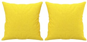 Sofá 2 lug. + almofadas decorativas 140 cm tecido amarelo-claro