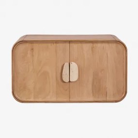 Conjunto De Móvel De Casa De Banho Suspenso 95x45 Cm Em Madeira De Manga E Pedra Natural Kivalina Sem Lavatório & Sem Espelho & Sem Torneira & Travert